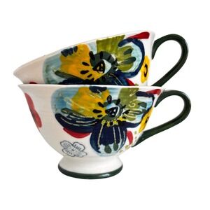 Anthropologie Mug Estudio Flores Sissinghurst Castle Floral Footed Hand Painted